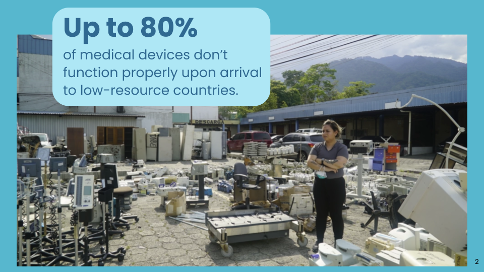 Up to 80% of medical devices do not function properly upon arrival to low-resource countries